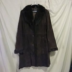 Utex brown suede leather coat